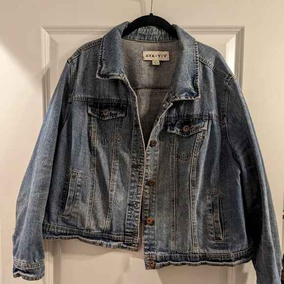 Ava Viv Jackets Coats Ava Viv Womens Cropped Cut Off Blue